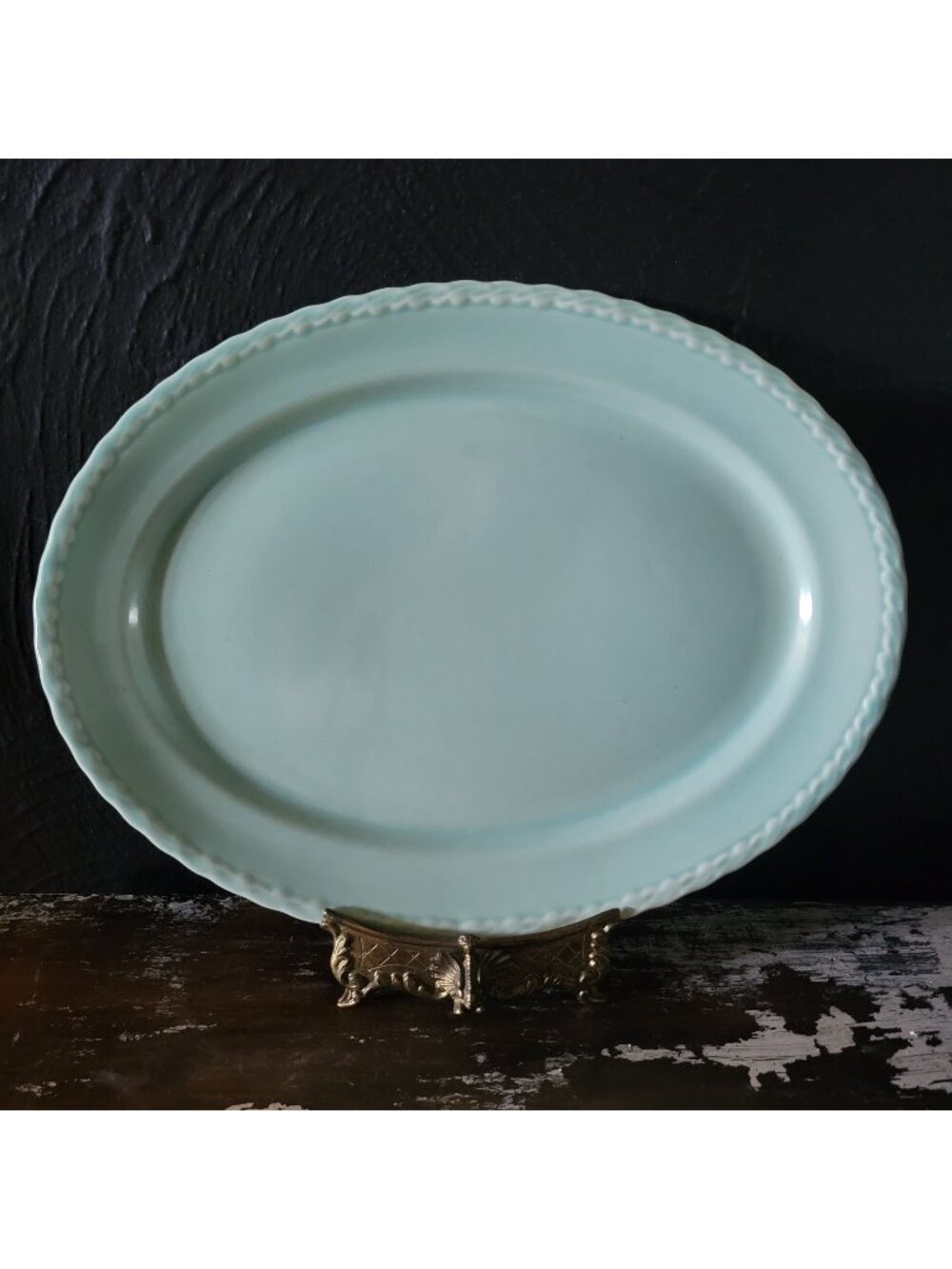 Vintage Vernon Kilns Native California Mint Green Platter 13.5 " Shabby Chic